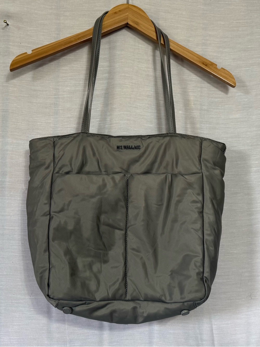 MZ Wallace Bowery Quatro Tote Gray Quilted Nylon Shoulder Bag